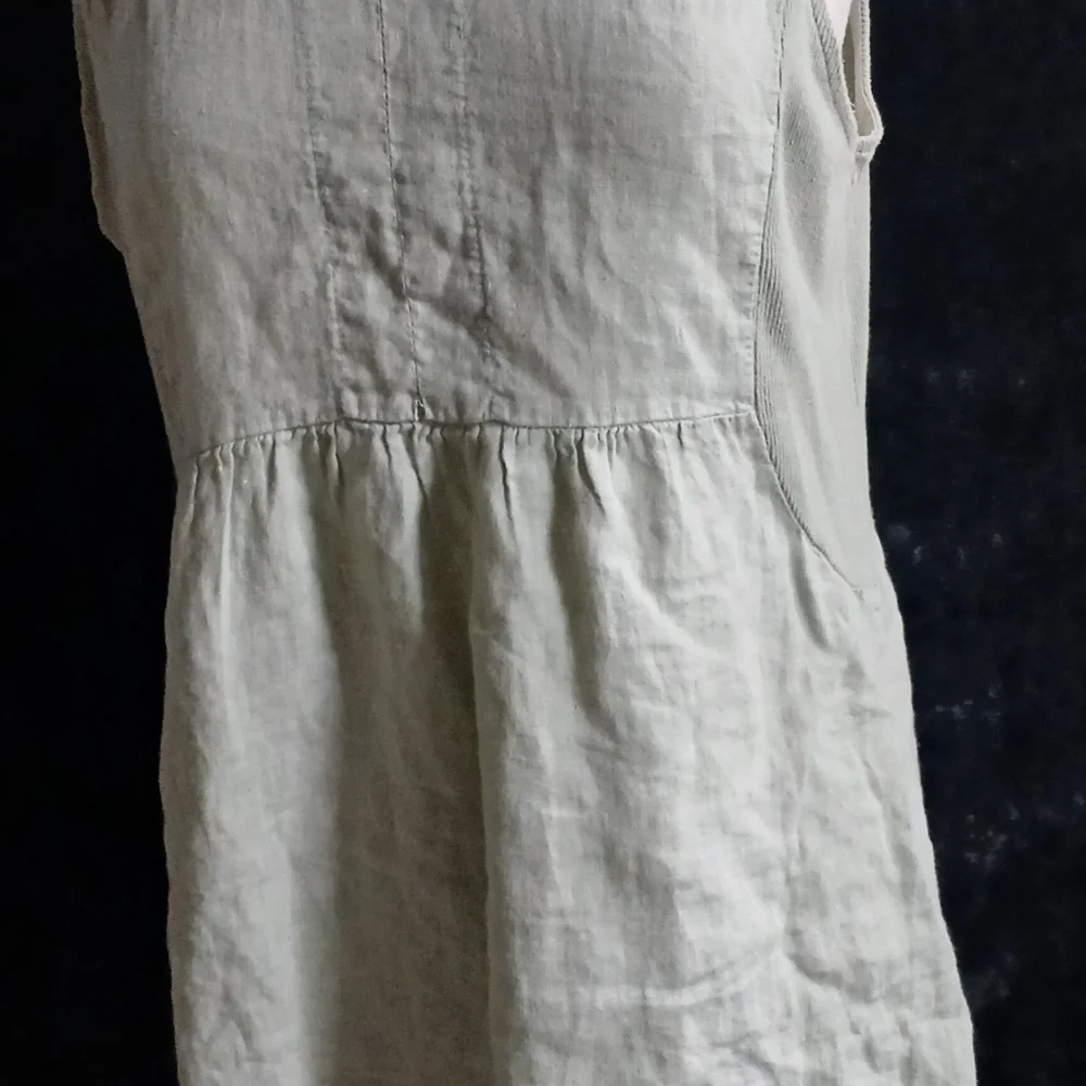 Italian 100% Cotton Quality Sleeveless Linen Dress Sz Med Large - Picture 6 of 7